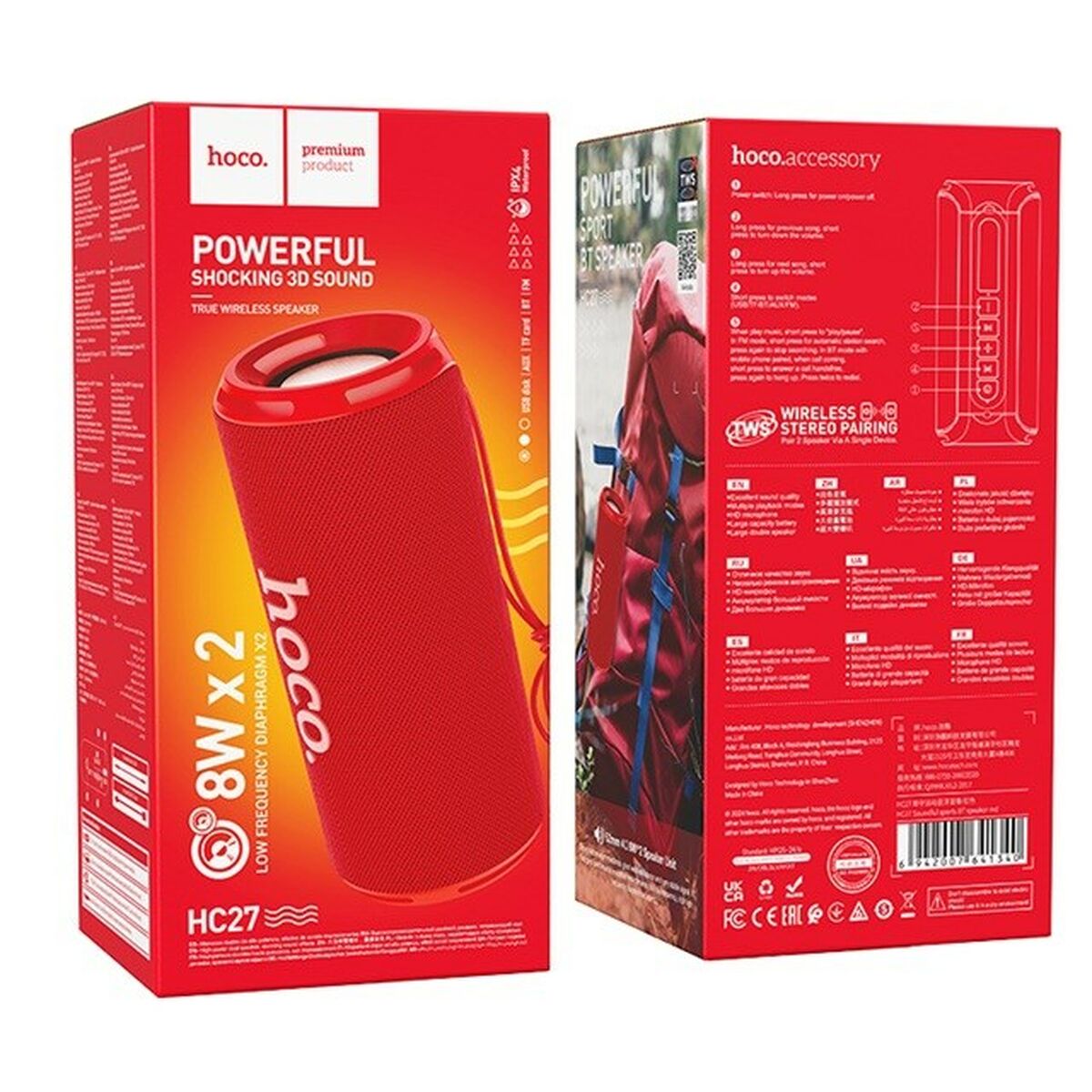 Bärbar Bluetooth Högtalare Hoco HC27 Röd 16 W - 2