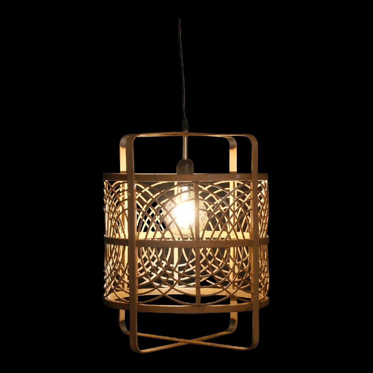 Taklampa DKD Home Decor Svart Naturell Bambu Plast 50 W 220 V 37 x 37 x 46 cm - 2