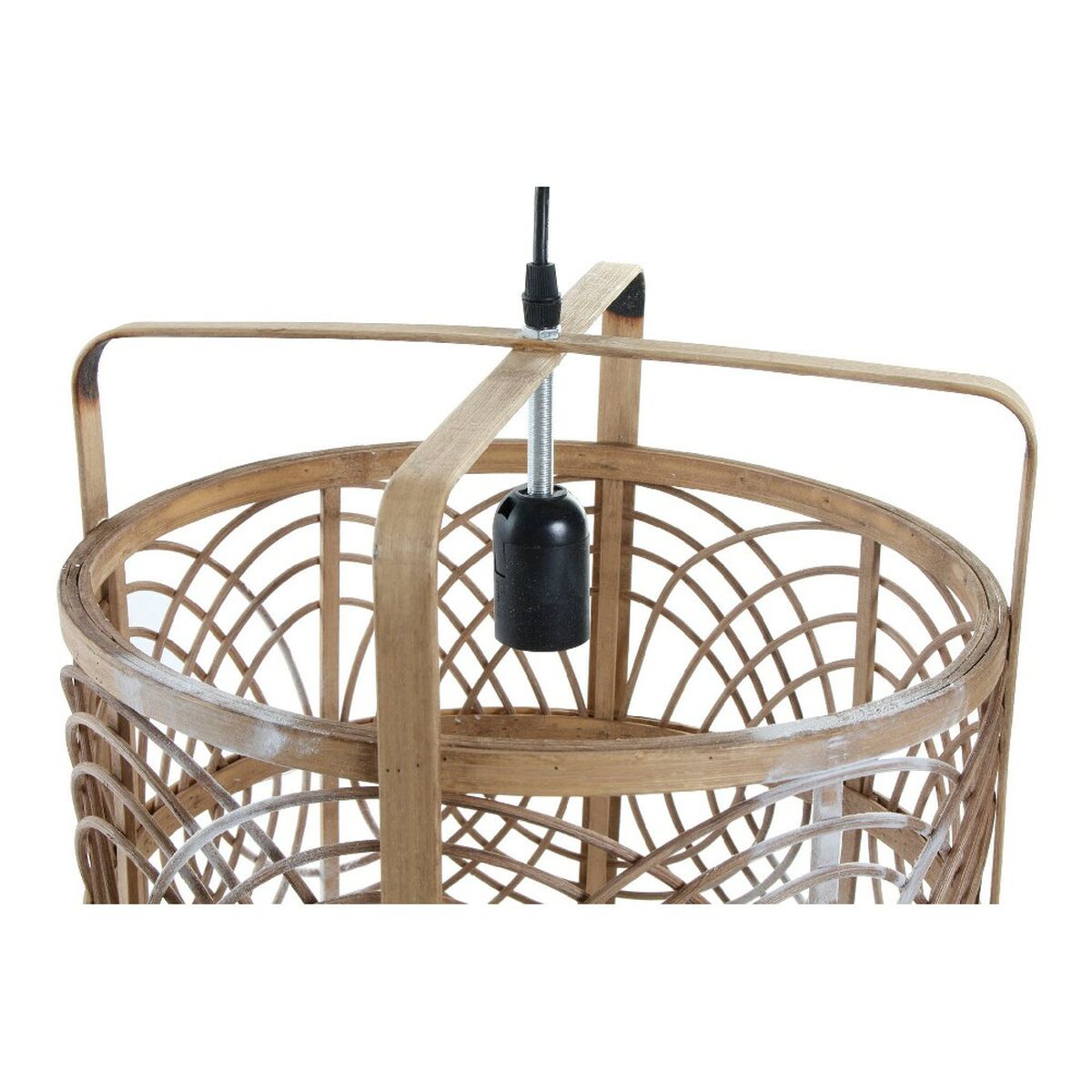 Taklampa DKD Home Decor Svart Naturell Bambu Plast 50 W 220 V 37 x 37 x 46 cm - 4