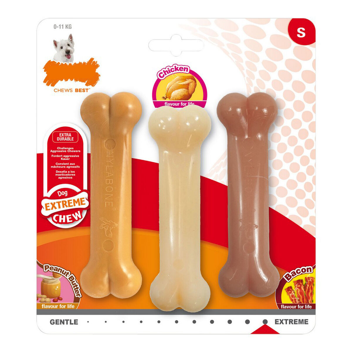 Tuggleksak för hundar Nylabone Extreme Chew Value Pack Jordnötssmör Bacon Kyckling 20 (3 pcs) - 2