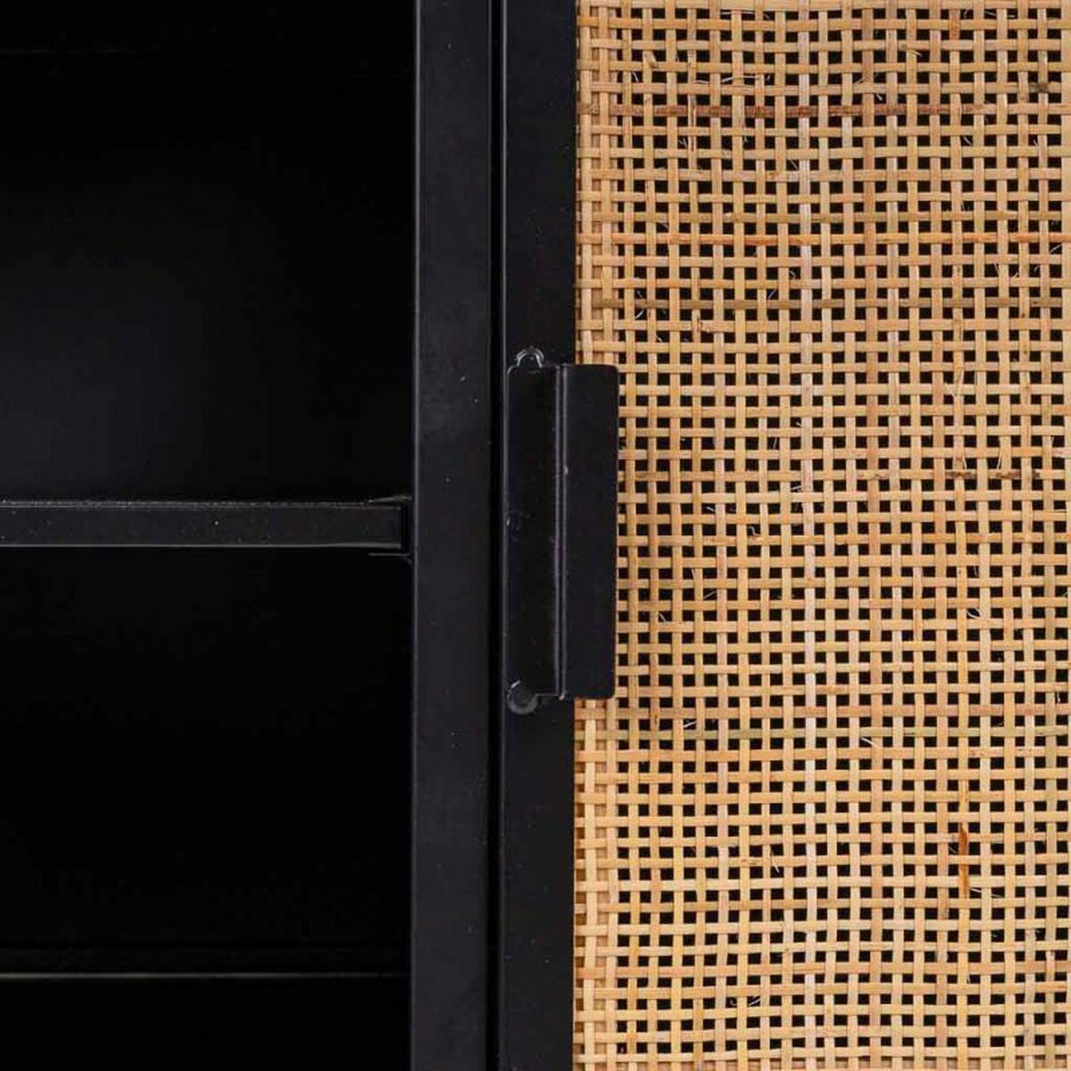 Skänk Alexandra House Living Brun Svart Grå Järn Rattan Granträ 42 x 90 x 202 cm - 8