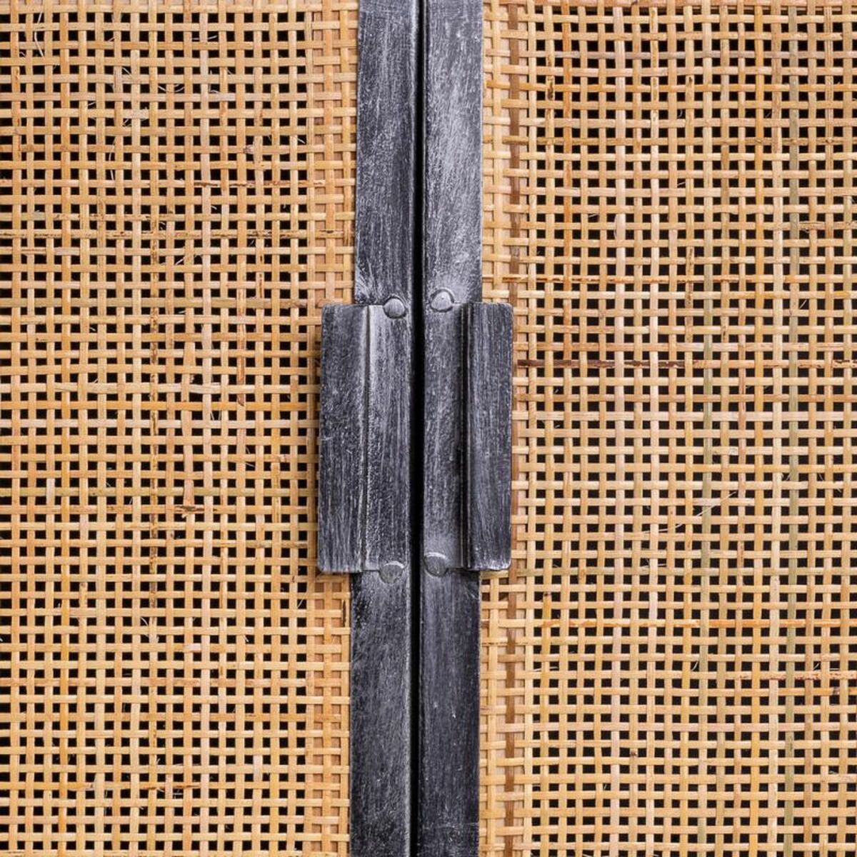 Skänk Alexandra House Living Brun Svart Grå Järn Rattan Granträ 42 x 90 x 202 cm - 7