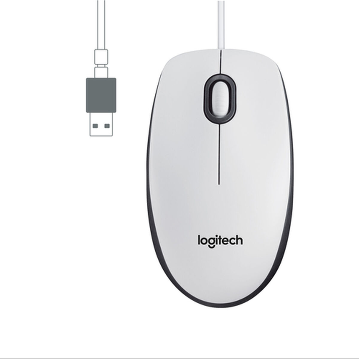 Optisk Mus med Sladd Logitech M100 Vit 1000 dpi - 2