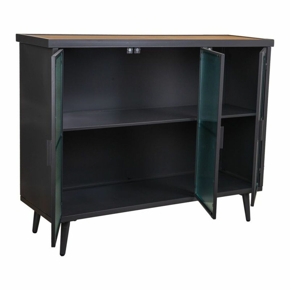 Skänk Alexandra House Living Brun Svart Grå Glas Järn Granträ 33 x 79 x 102 cm - 4