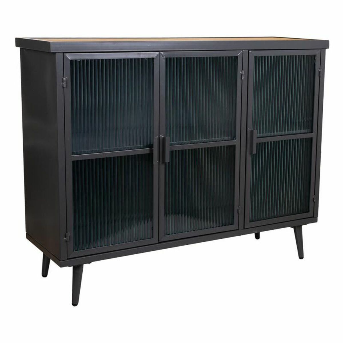 Skänk Alexandra House Living Brun Svart Grå Glas Järn Granträ 33 x 79 x 102 cm - 8