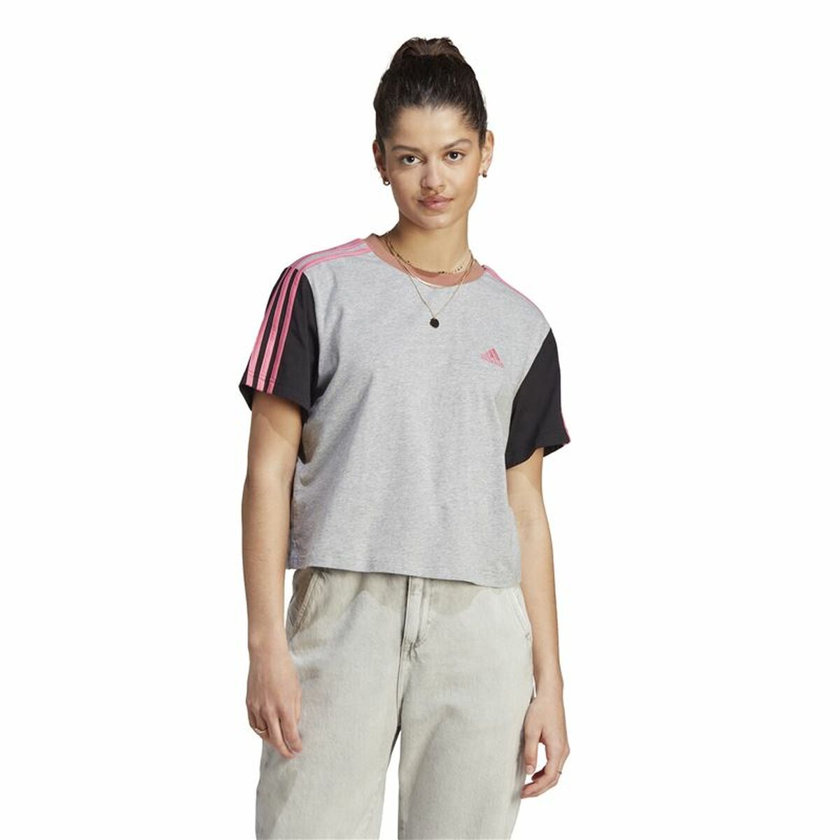 T-shirt med kortärm Dam Adidas 3S Cr Grå - 2