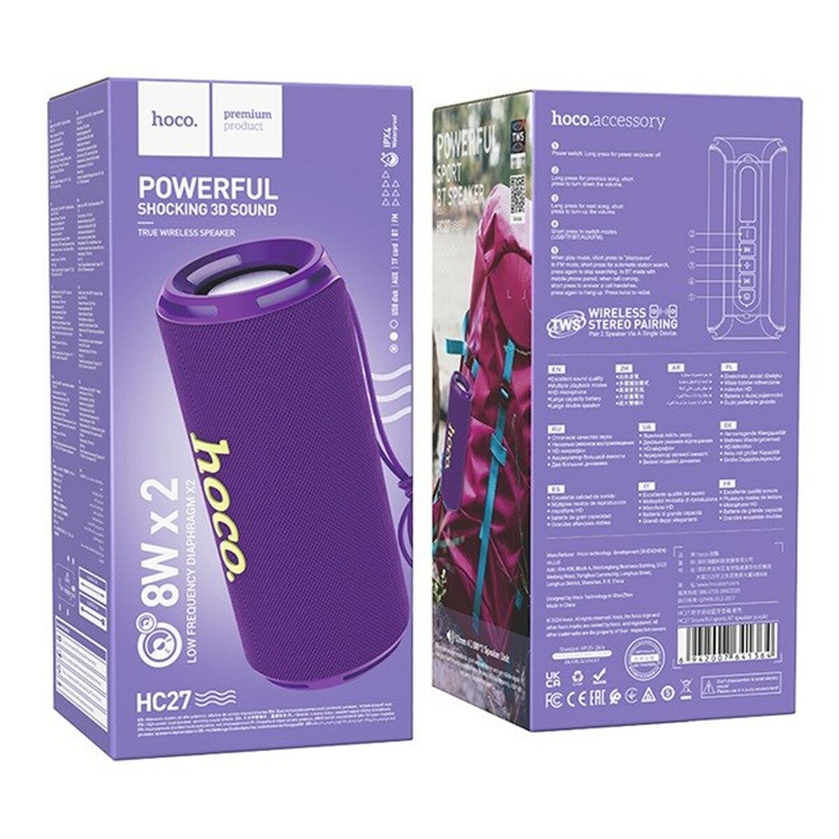 Bärbar Bluetooth Högtalare Hoco HC27 Violett 16 W - 2