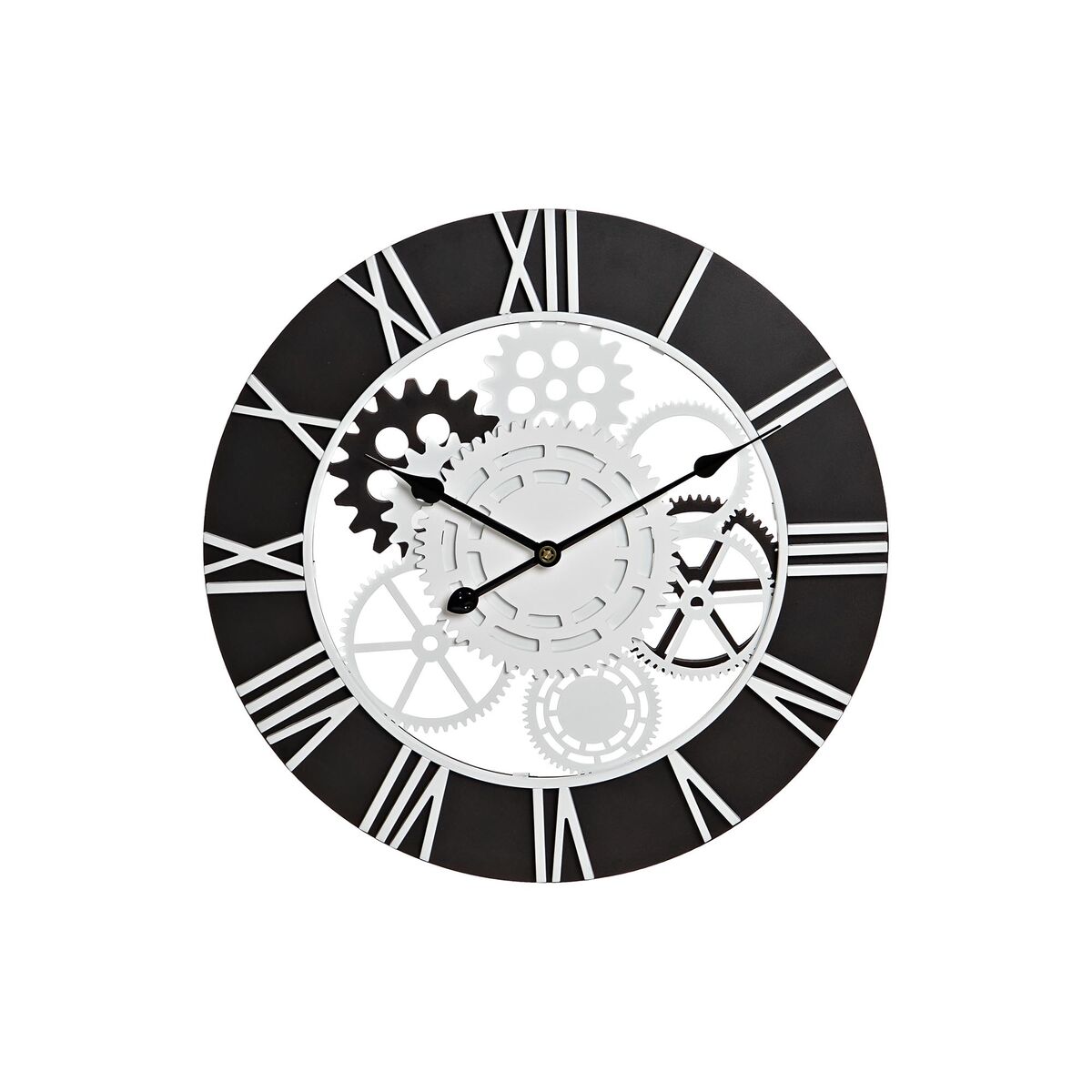 Väggklocka DKD Home Decor Vit Svart Järn Trä MDF Drev 60 x 4 x 60 cm - 4