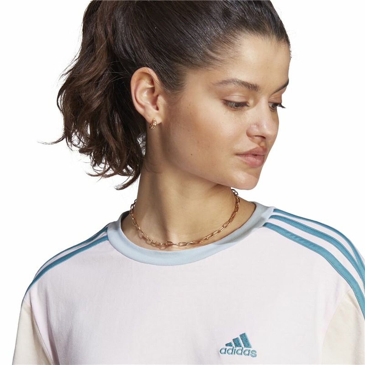 T-shirt med kortärm Dam Adidas 3S Cr Vit - 4