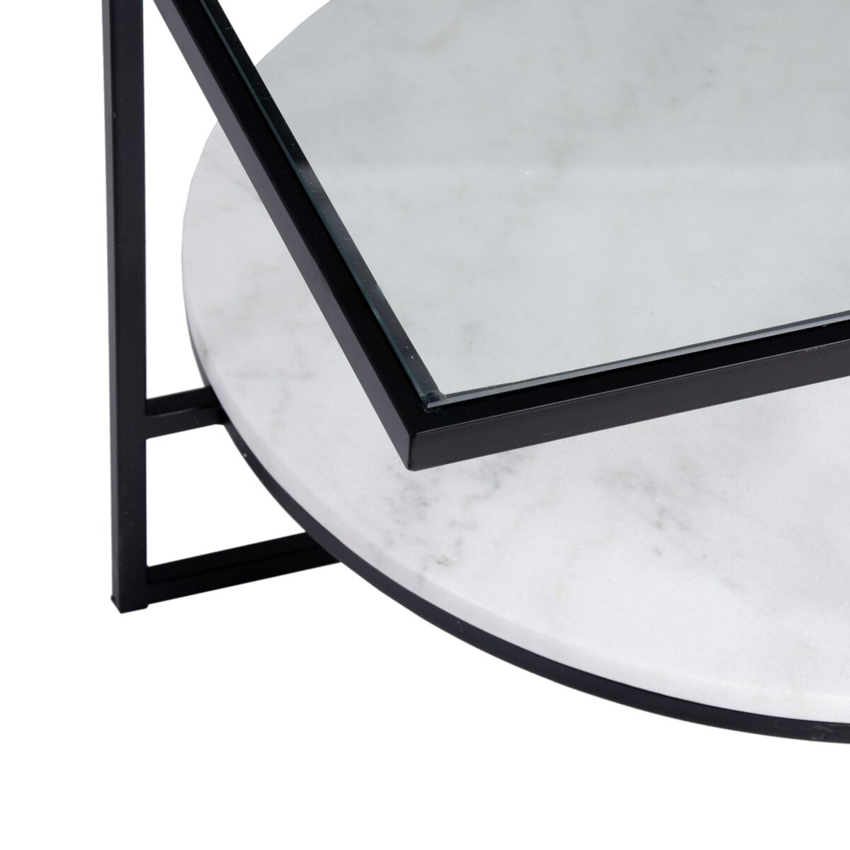 Soffbord Vit Svart Glas Marmor Järn 80 x 80 x 46,5 cm - 3