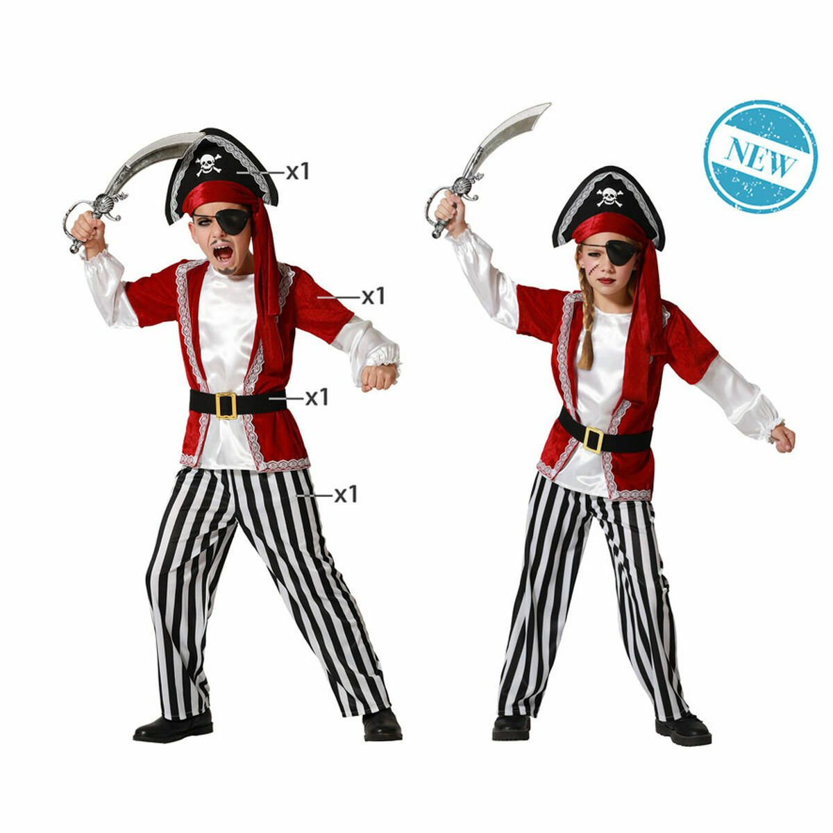 Maskeraddräkt för barn Multicolour Pirater Pirat - 7