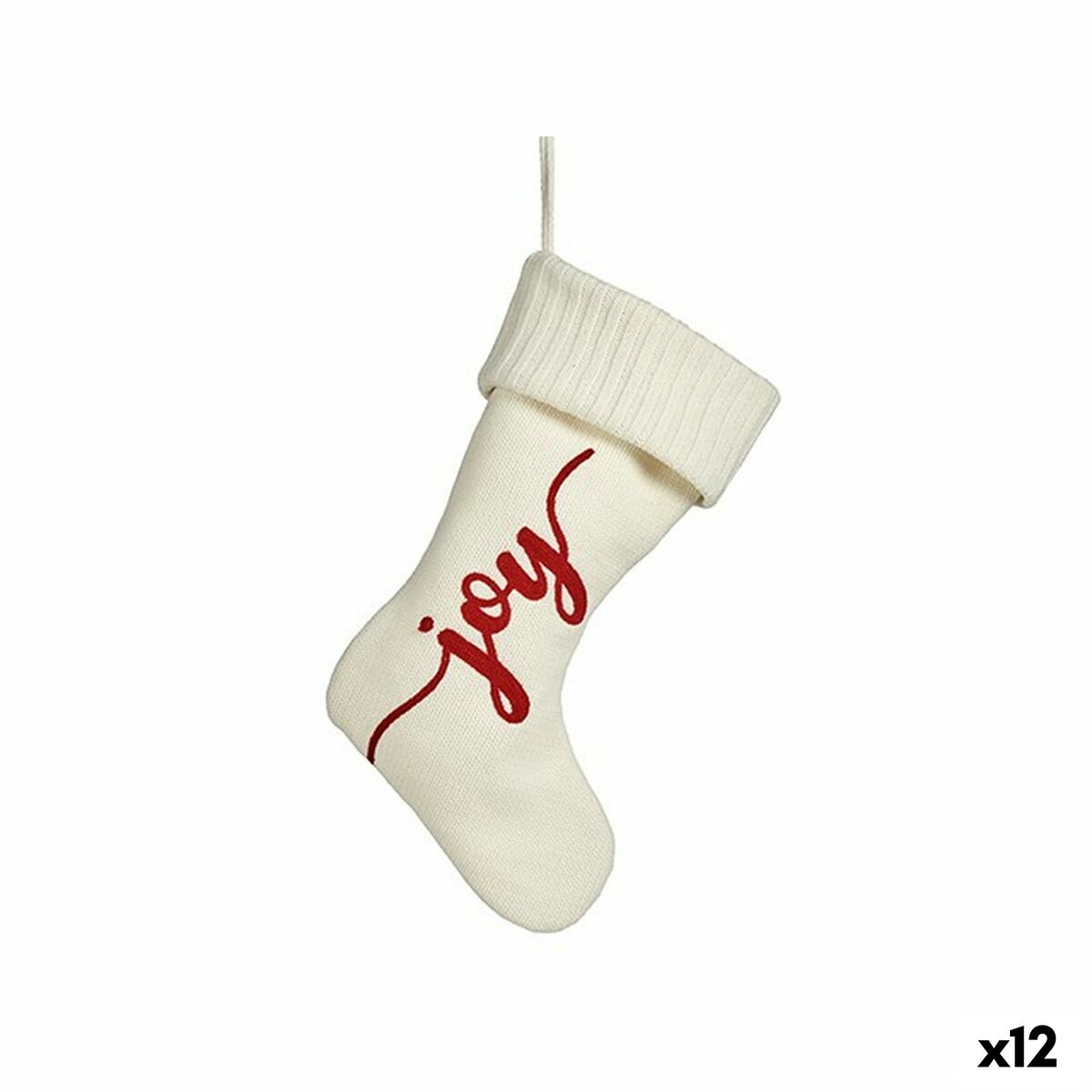 Julgranskula Krist+ Joy Vit Röd Tyg Julstrumpa 28 x 4 x 46 cm (12 antal) - 3