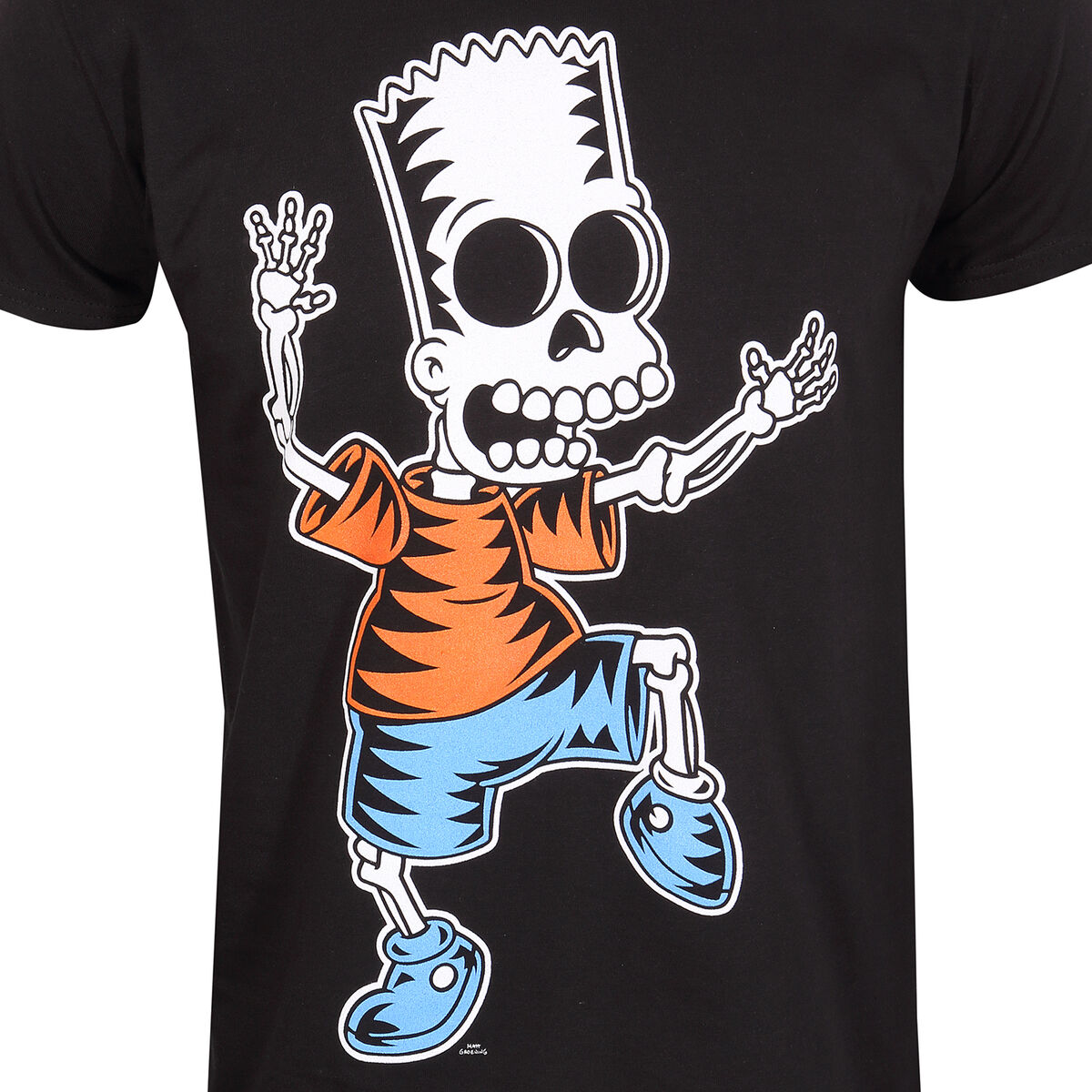 T-shirt med kortärm The Simpsons Skeleton Bart Svart Unisex - 2