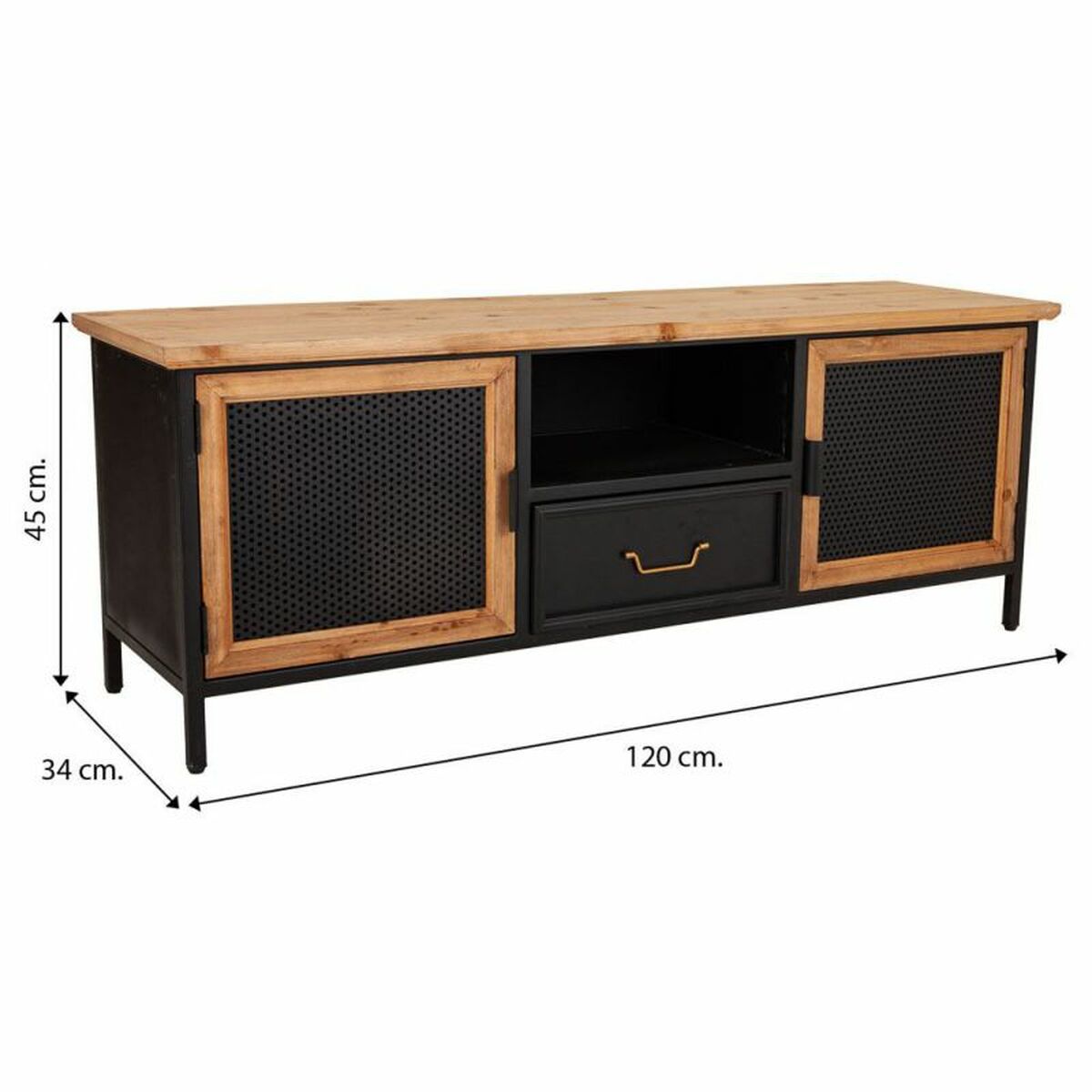 Skänk Alexandra House Living Svart 34 x 45 x 120 cm - 8