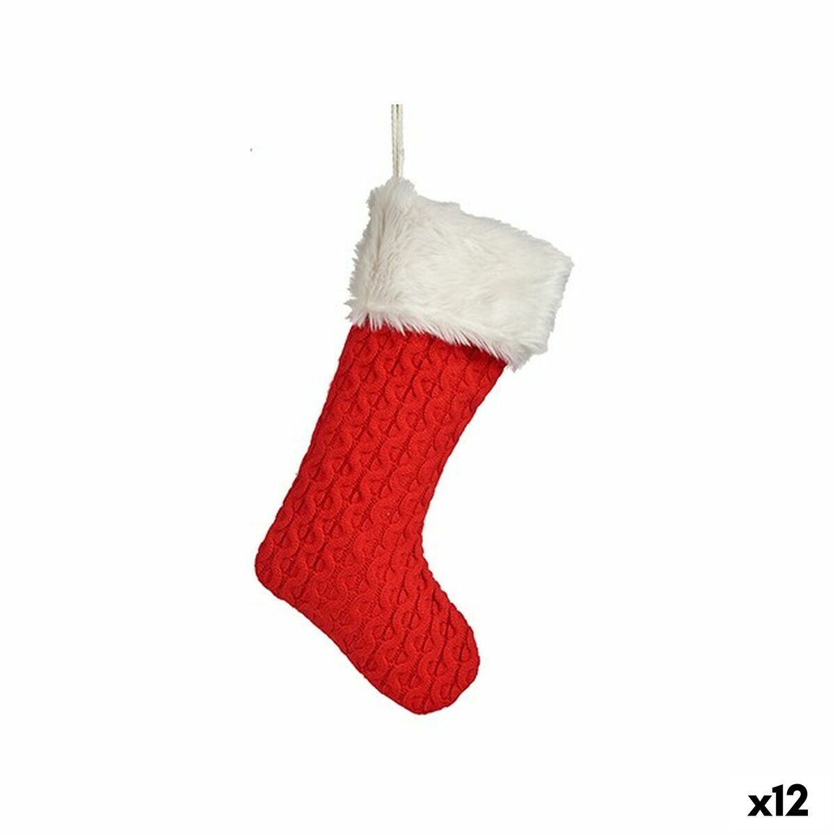 Julgranskula Krist+ Röd Tyg Julstrumpa 28 x 4 x 46 cm (12 antal)
