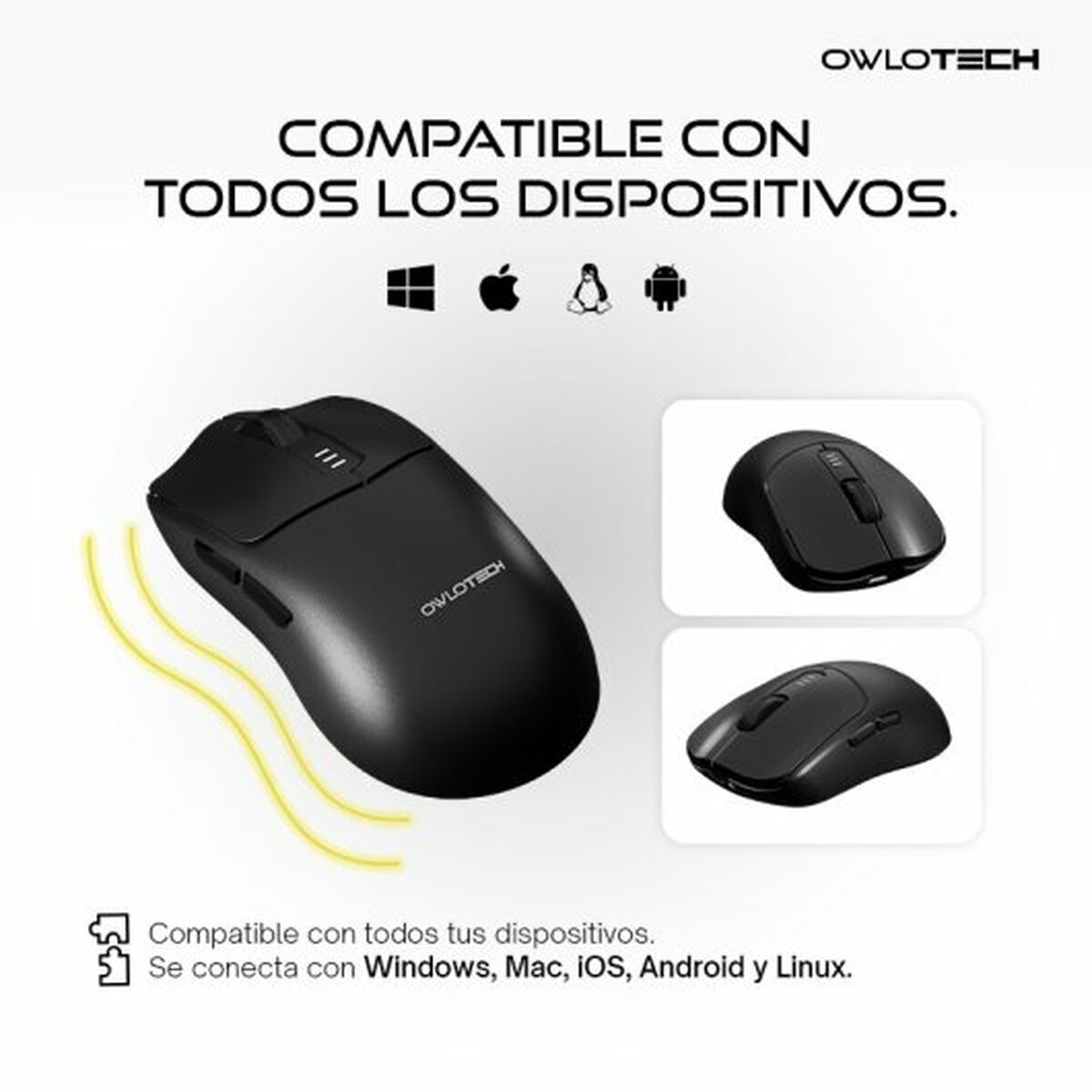 Mus Owlotech Svart 10000 dpi - 4