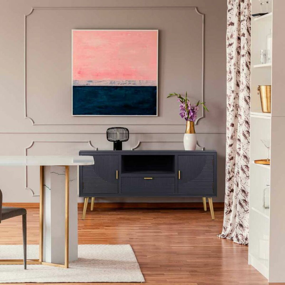 Skänk Alexandra House Living Gyllene Mörkgrå 40 x 61 x 121 cm - 3