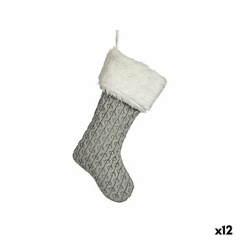 Julgranskula Krist+ Vit Grå Tyg Julstrumpa 28 x 4 x 46 cm (12 antal)
