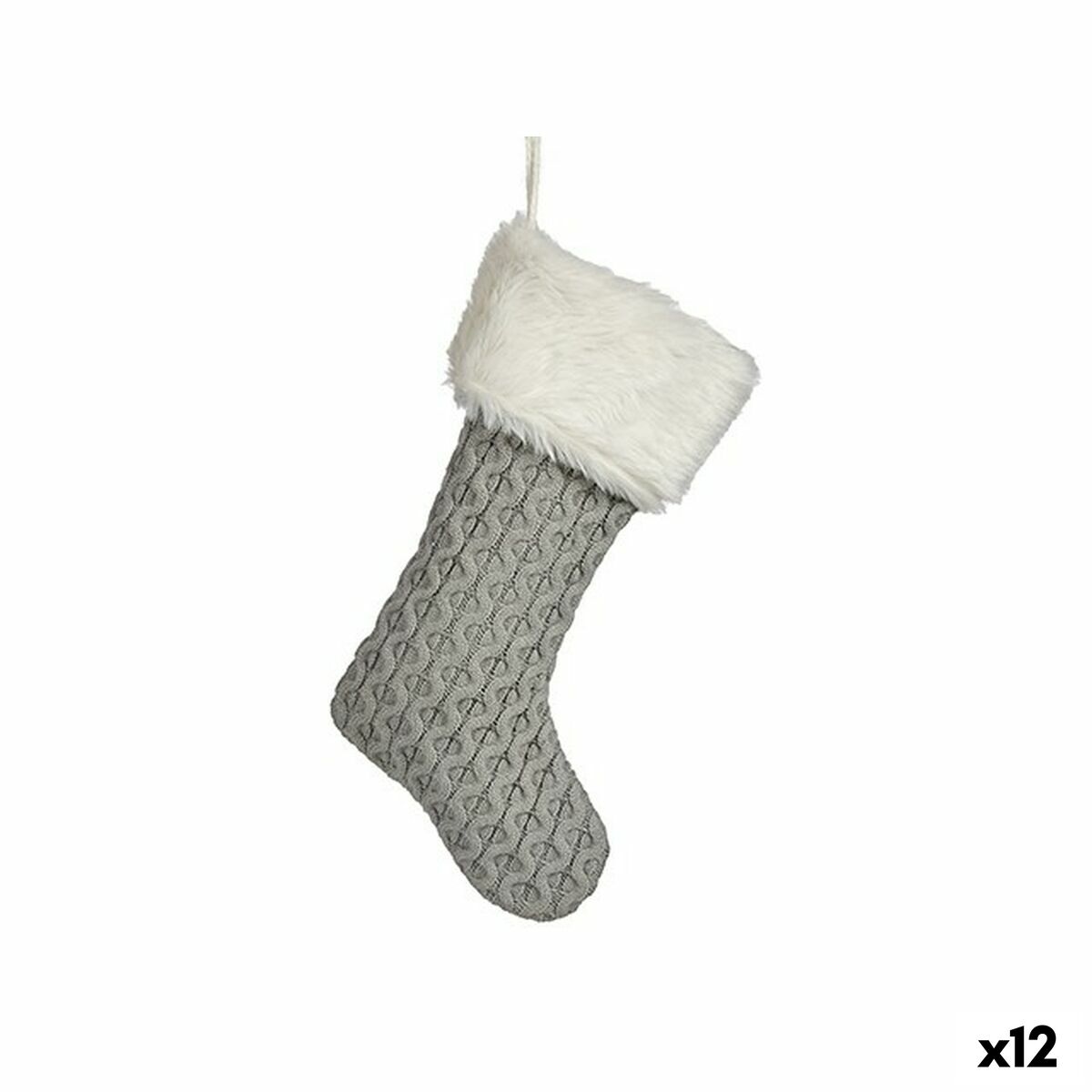 Julgranskula Krist+ Vit Grå Tyg Julstrumpa 28 x 4 x 46 cm (12 antal) - 3