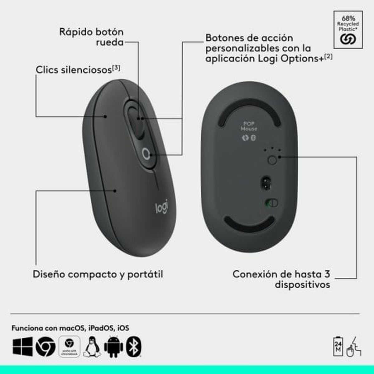 Mus Logitech 910-007412 Grå - 6