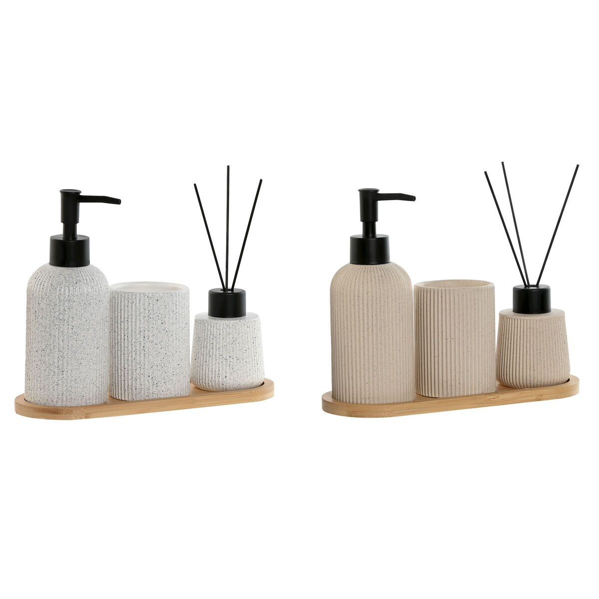 Badkit Home ESPRIT Vit Kräm Bambu Dolomite 24 x 9 x 1 cm 4 Delar (2 antal)