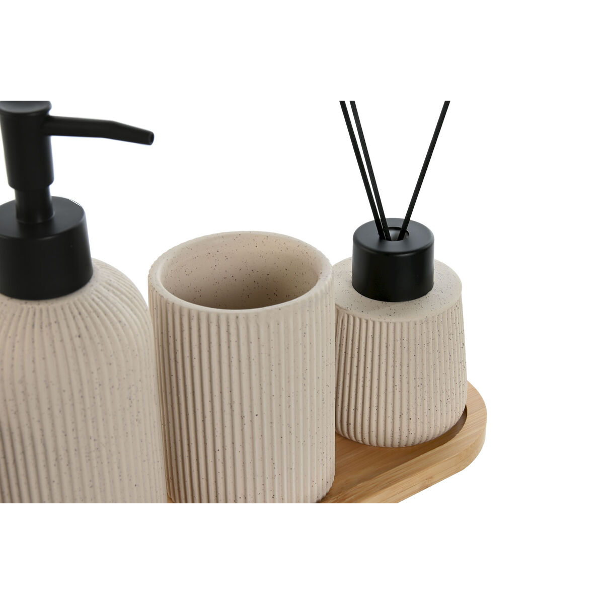 Badkit Home ESPRIT Vit Kräm Bambu Dolomite 24 x 9 x 1 cm 4 Delar (2 antal) - 3