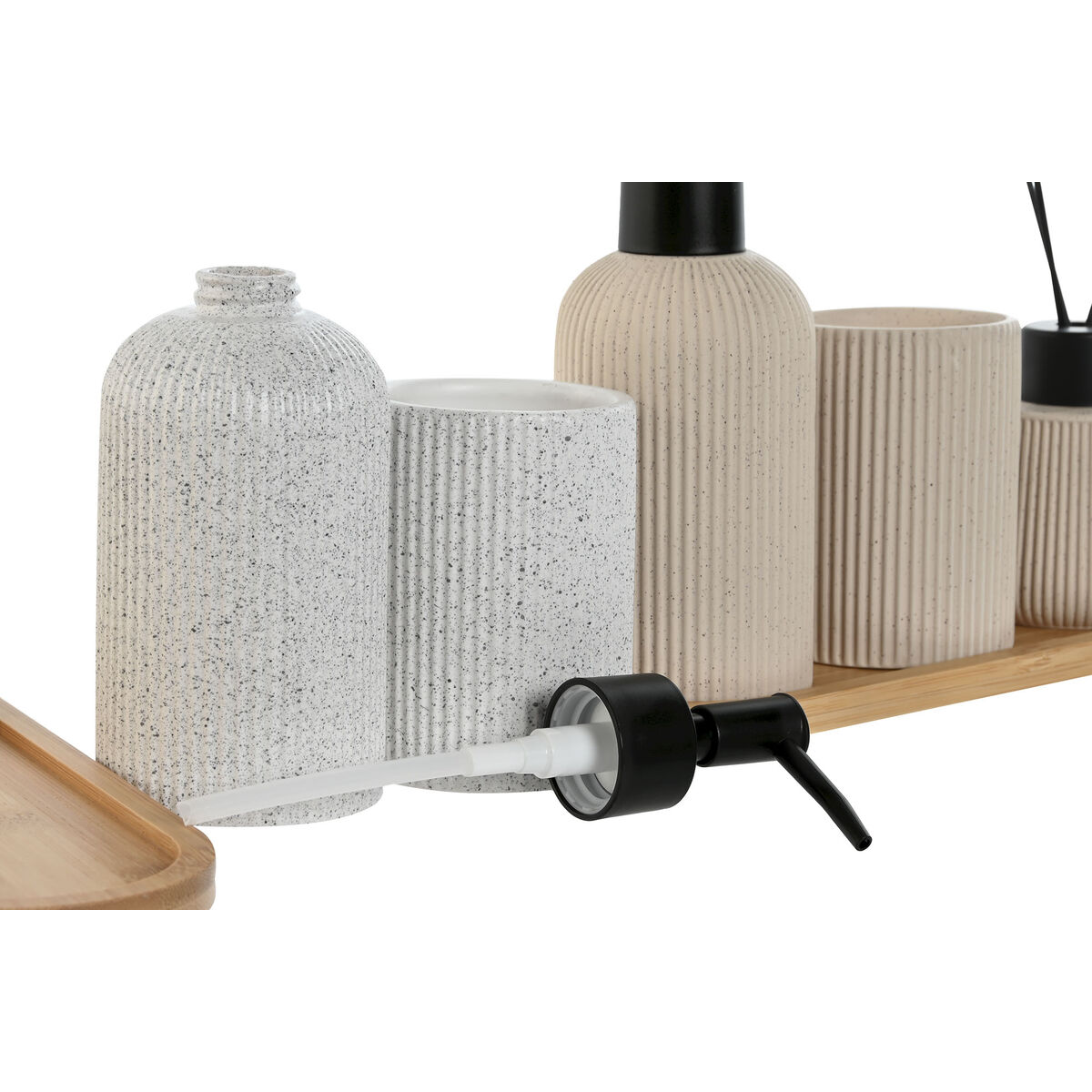 Badkit Home ESPRIT Vit Kräm Bambu Dolomite 24 x 9 x 1 cm 4 Delar (2 antal) - 2