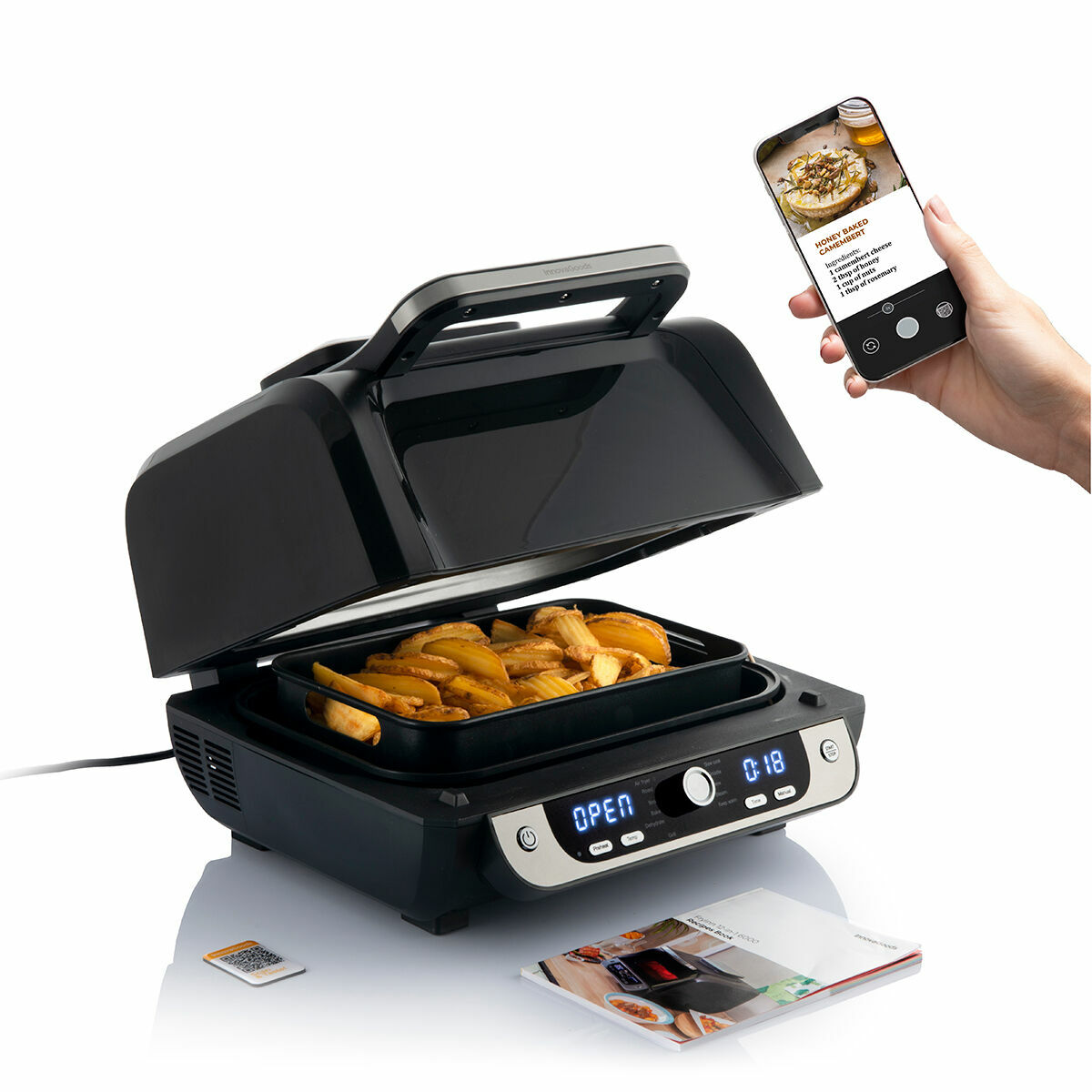 Luftfritös med Grill, Tillbehör och Receptbok InnovaGoods Fryinn 12-in-1 6000 Svart Stål 3400 W 6 L - 7