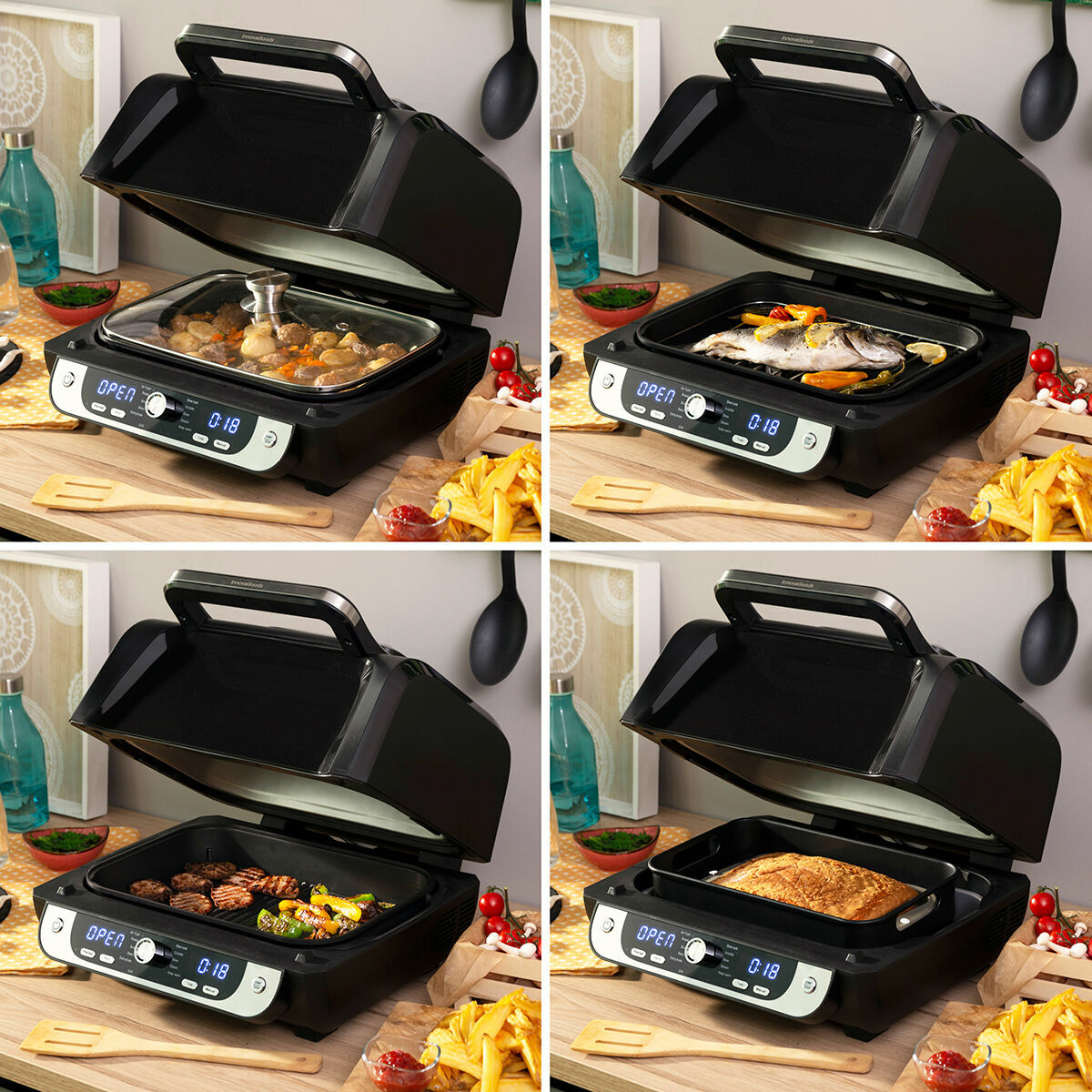 Luftfritös med Grill, Tillbehör och Receptbok InnovaGoods Fryinn 12-in-1 6000 Svart Stål 3400 W 6 L - 19