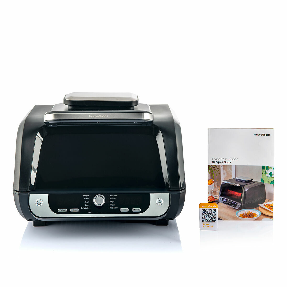 Luftfritös med Grill, Tillbehör och Receptbok InnovaGoods Fryinn 12-in-1 6000 Svart Stål 3400 W 6 L - 5