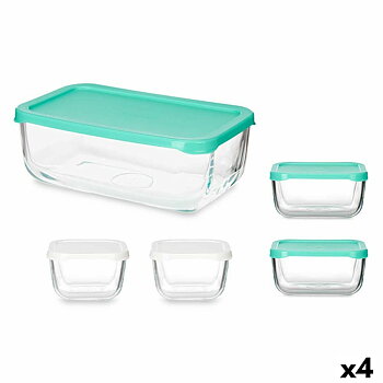 Lunchlådor, set Snow Box Rektangulär Vit Turkos (4 antal)