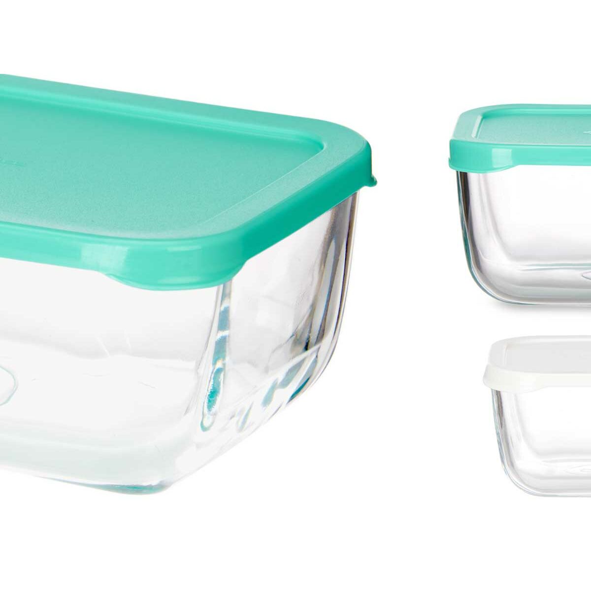 Lunchlådor, set Snow Box Rektangulär Vit Turkos (4 antal) - 5