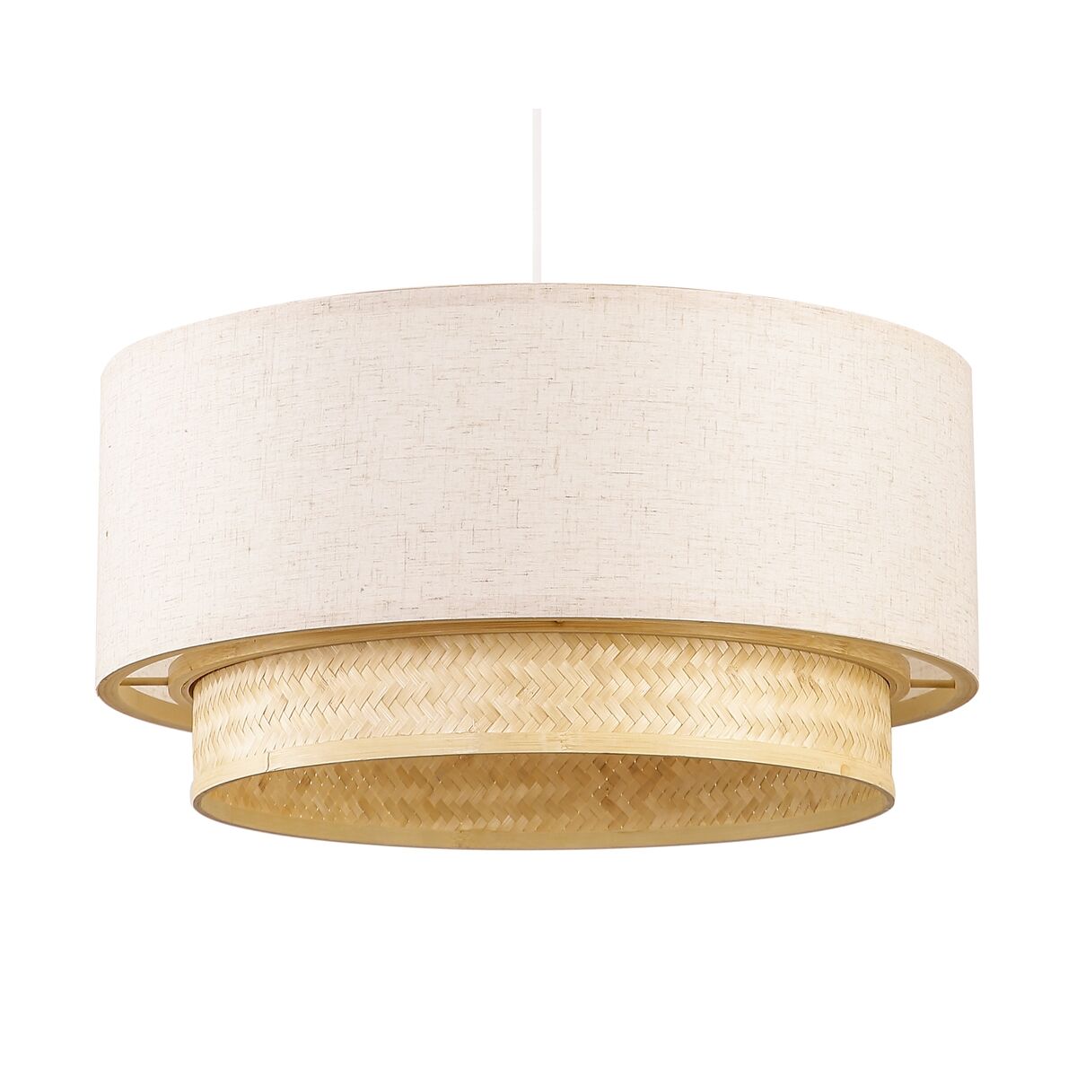 Taklampa DKD Home Decor Polyester Vit Ljusbrun Bambu 50 W (50 x 50 x 25 cm) - 2