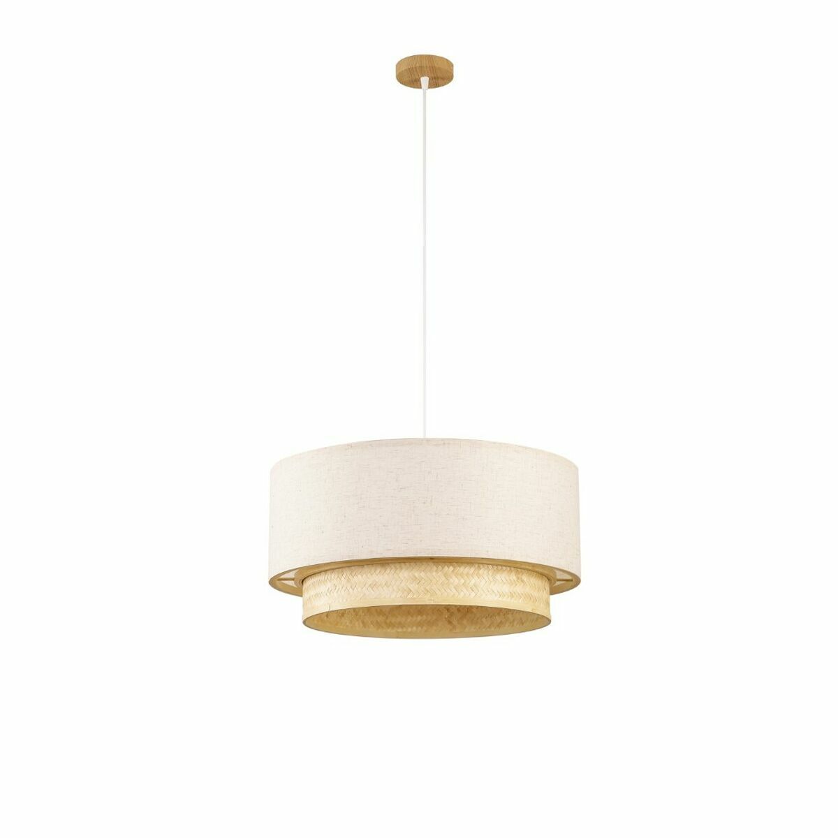 Taklampa DKD Home Decor Polyester Vit Ljusbrun Bambu 50 W (50 x 50 x 25 cm)