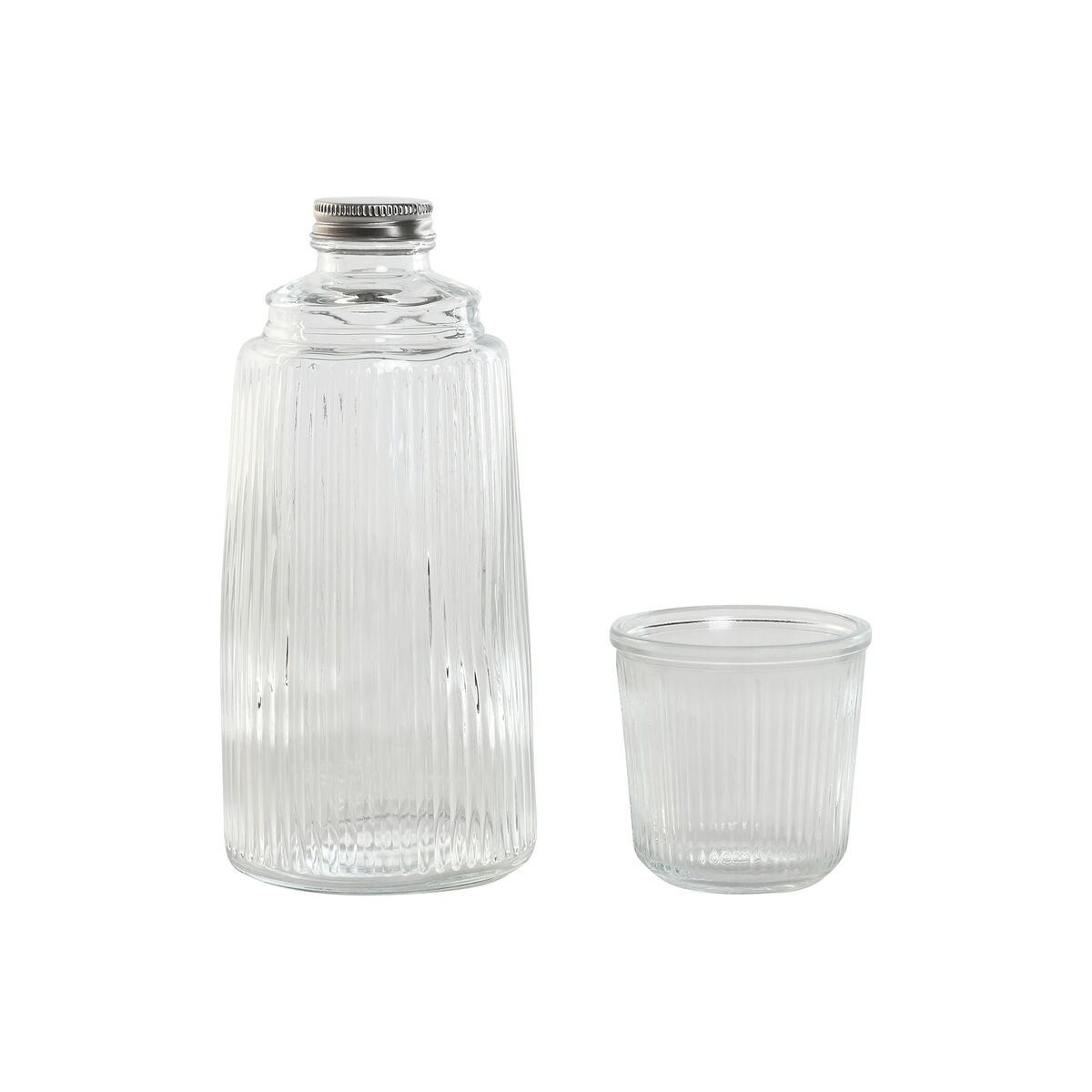 Vattenflaska Home ESPRIT Transparent Glas 240 ml 1 L - 2