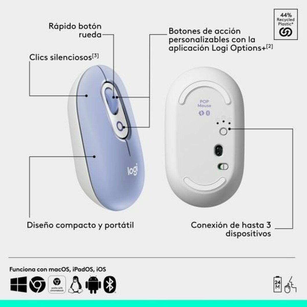 Mus Logitech 910-007414 Lila - 6