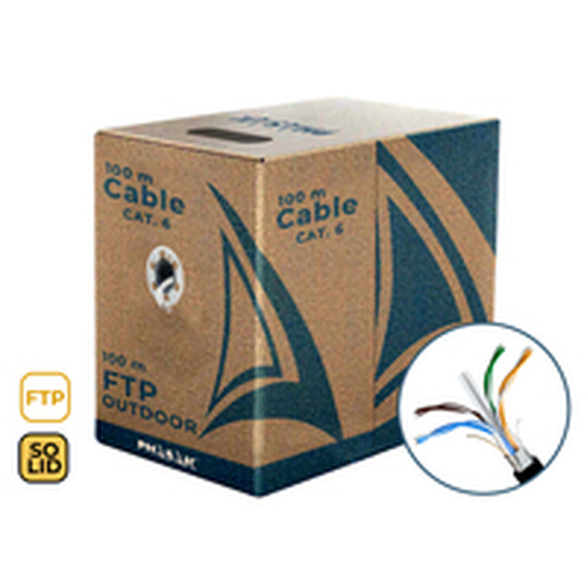Nätkabel FTP Styv Kategori 6 Phasak PHR 681 Svart 100 m
