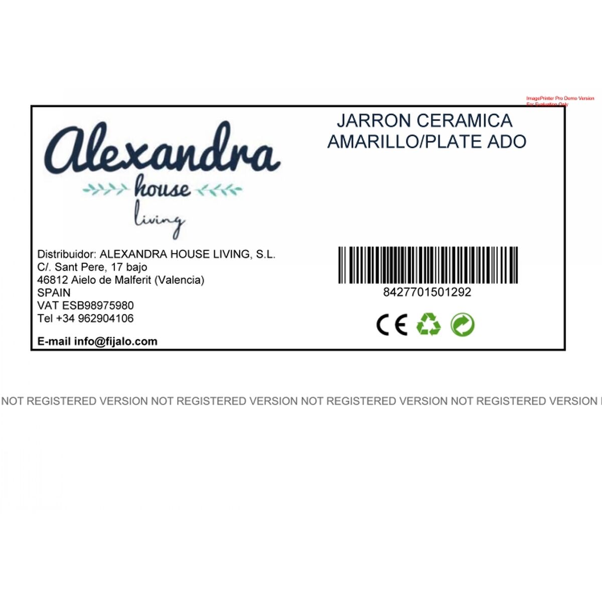 Vas Alexandra House Living Silvrig Keramik 17 x 8 x 20 cm - 4