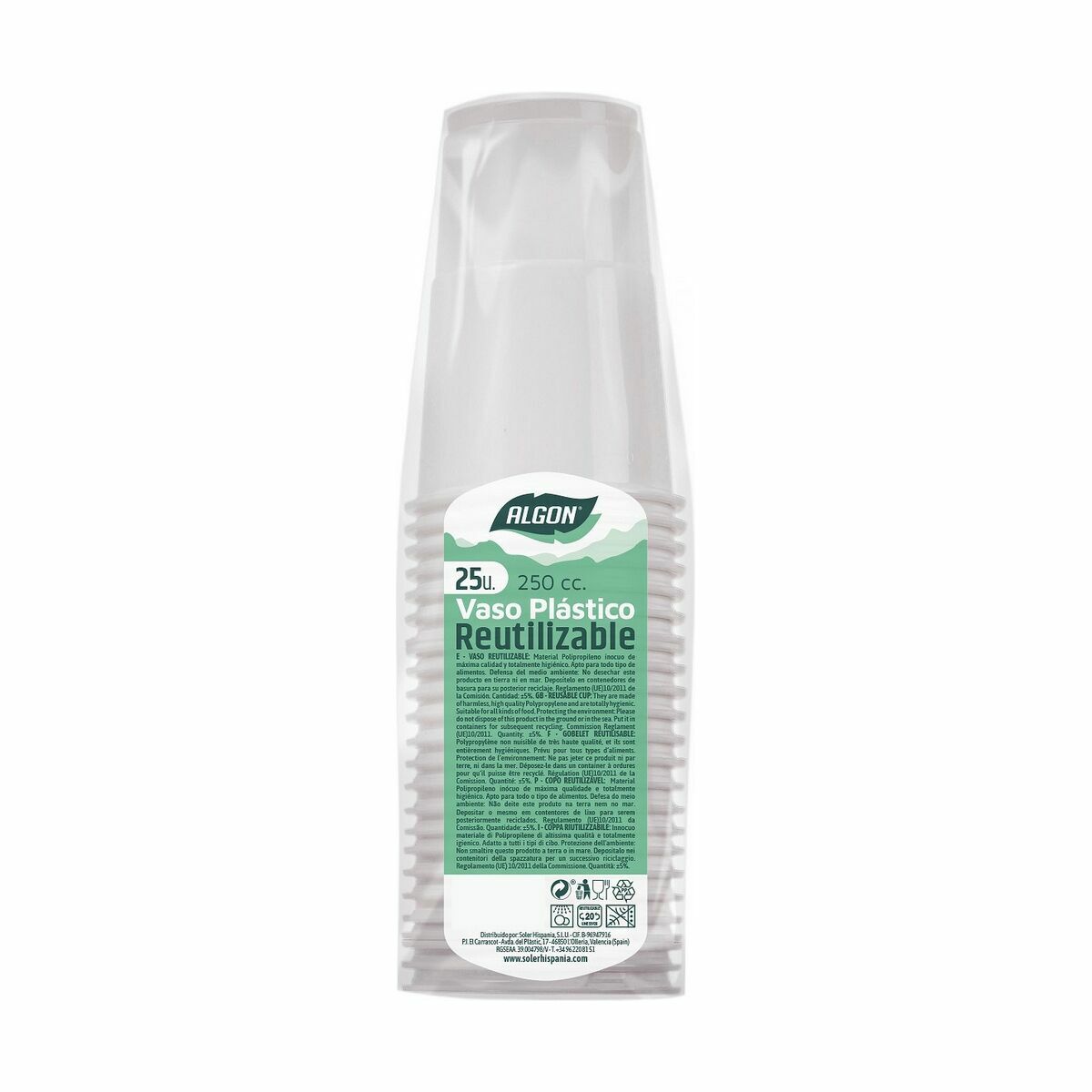 Set med återanvändbara glas Algon Vit 25 Delar 250 ml (48 antal) - 2