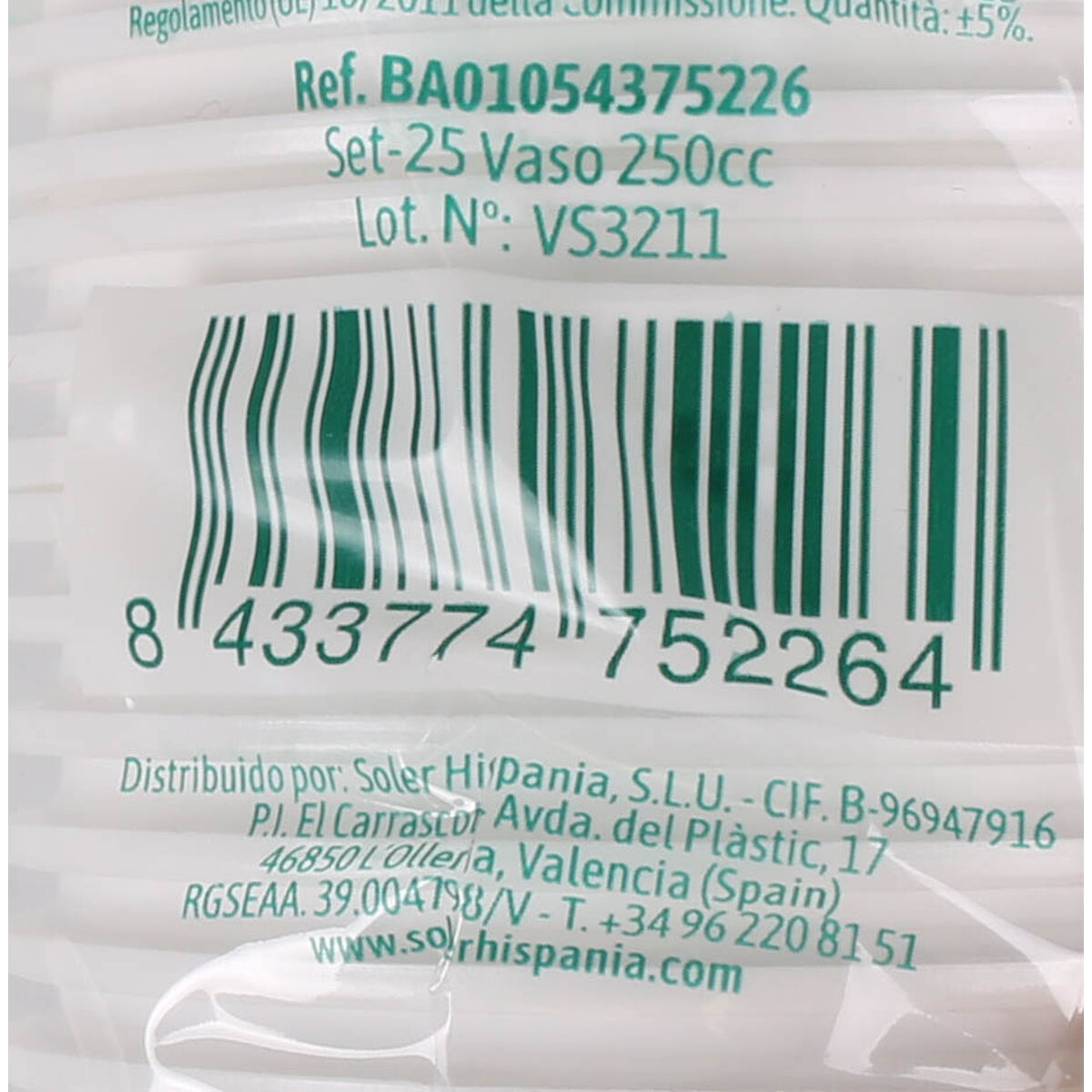 Set med återanvändbara glas Algon Vit 25 Delar 250 ml (48 antal) - 6