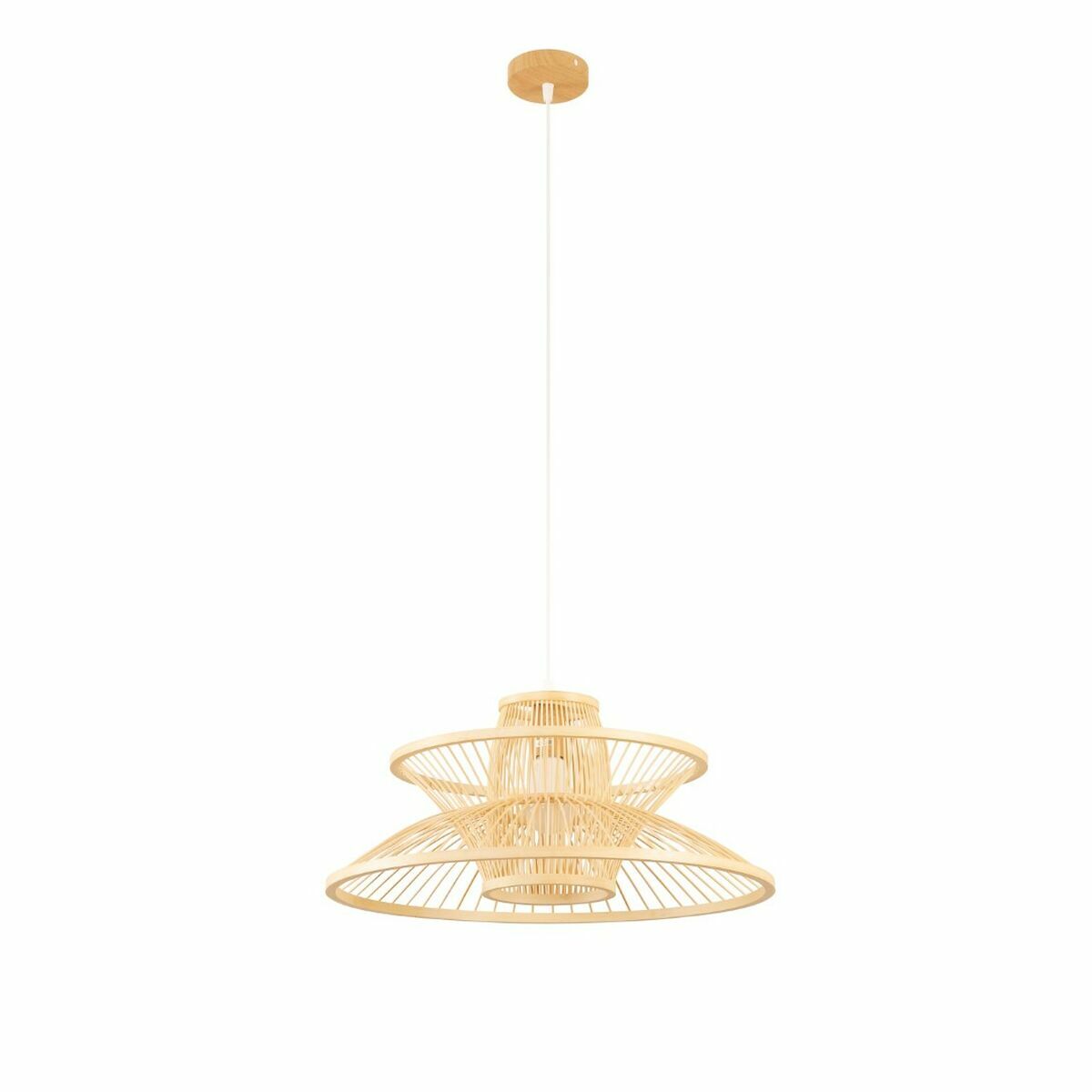 Taklampa DKD Home Decor 50 x 50 x 22 cm Ljusbrun Bambu 50 W