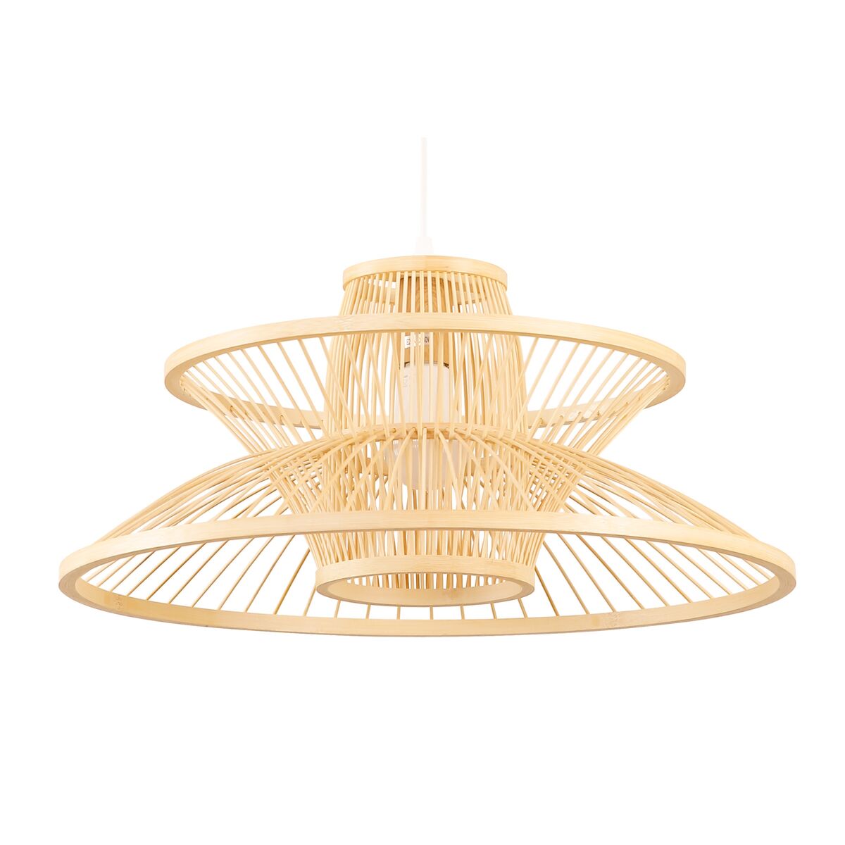 Taklampa DKD Home Decor 50 x 50 x 22 cm Ljusbrun Bambu 50 W - 2