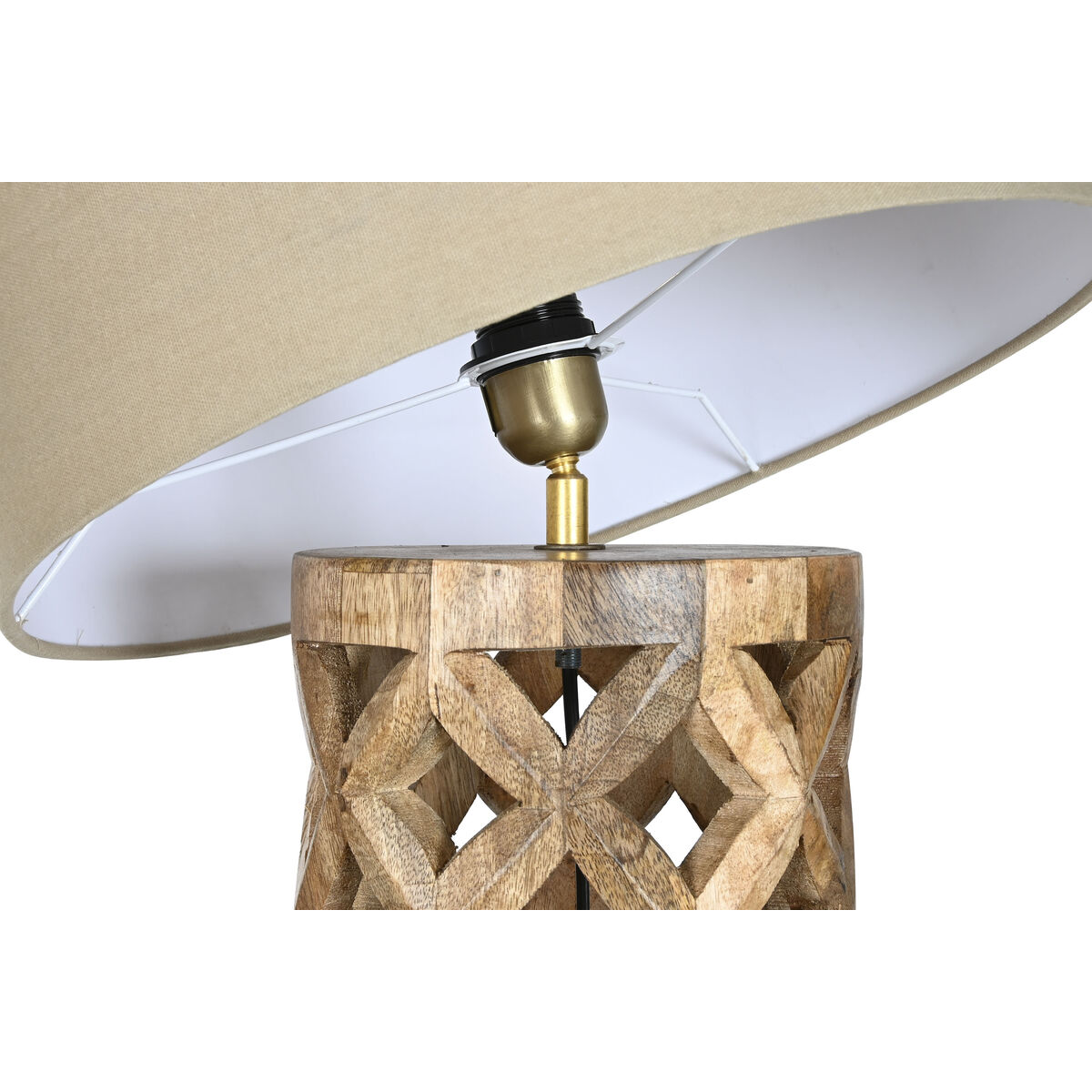 Golvlampa Home ESPRIT Beige Naturell Mangoträ 220 V 41,5 x 41,5 x 158 cm - 2