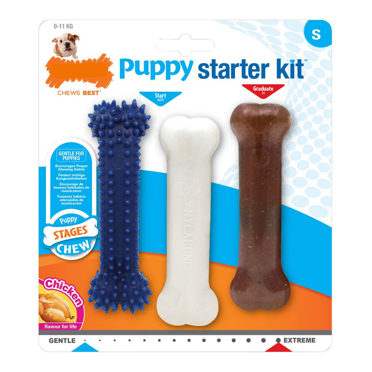 Tuggleksak för hundar Nylabone Extreme Chew Starter Kit Valpar Termoplast Kyckling (3 pcs) - 2