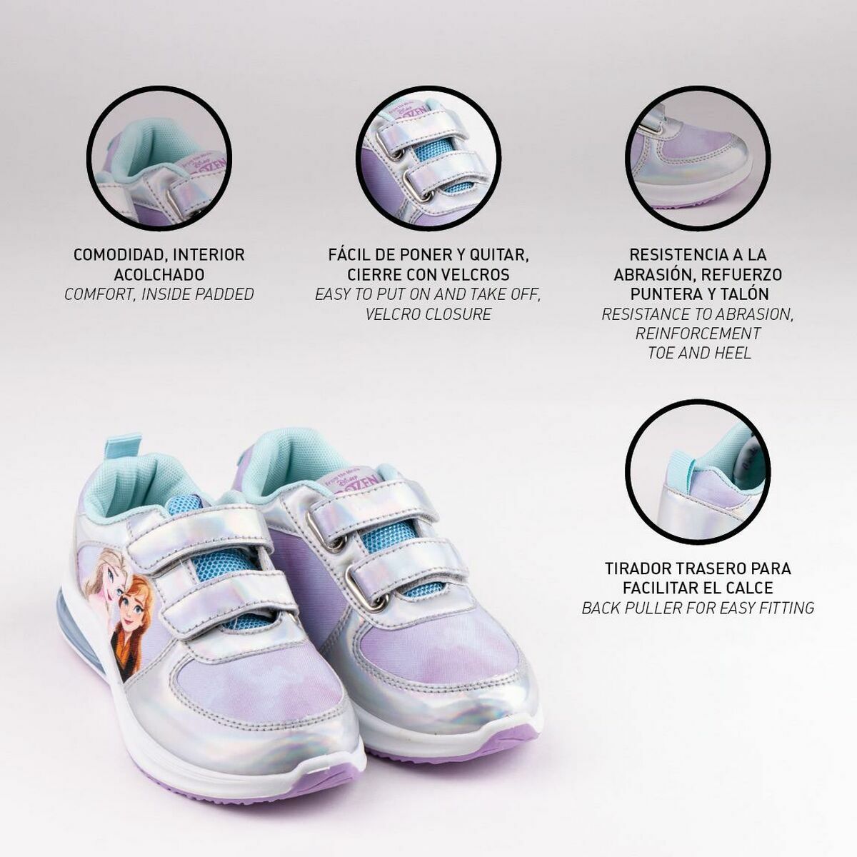 Sportskor med LED Frozen Velcro Silvrig - 4