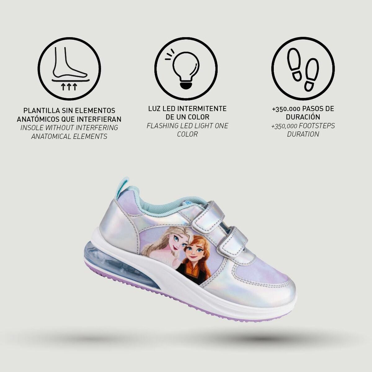 Sportskor med LED Frozen Velcro Silvrig - 6