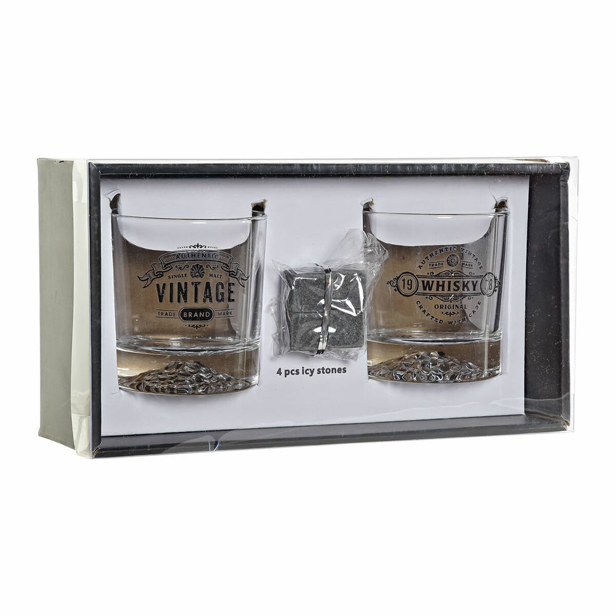 Glasset DKD Home Decor Transparent Mörkgrå Glas Sten Loft 320 ml (6 antal) - 11
