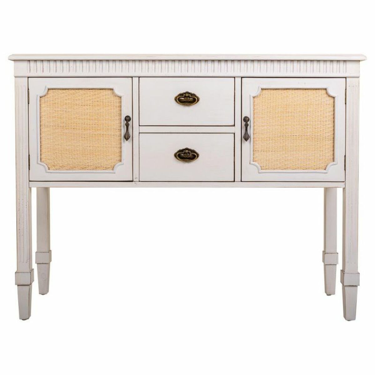 Skänk Alexandra House Living Vit Rattan Granträ 36 x 82 x 108 cm - 5