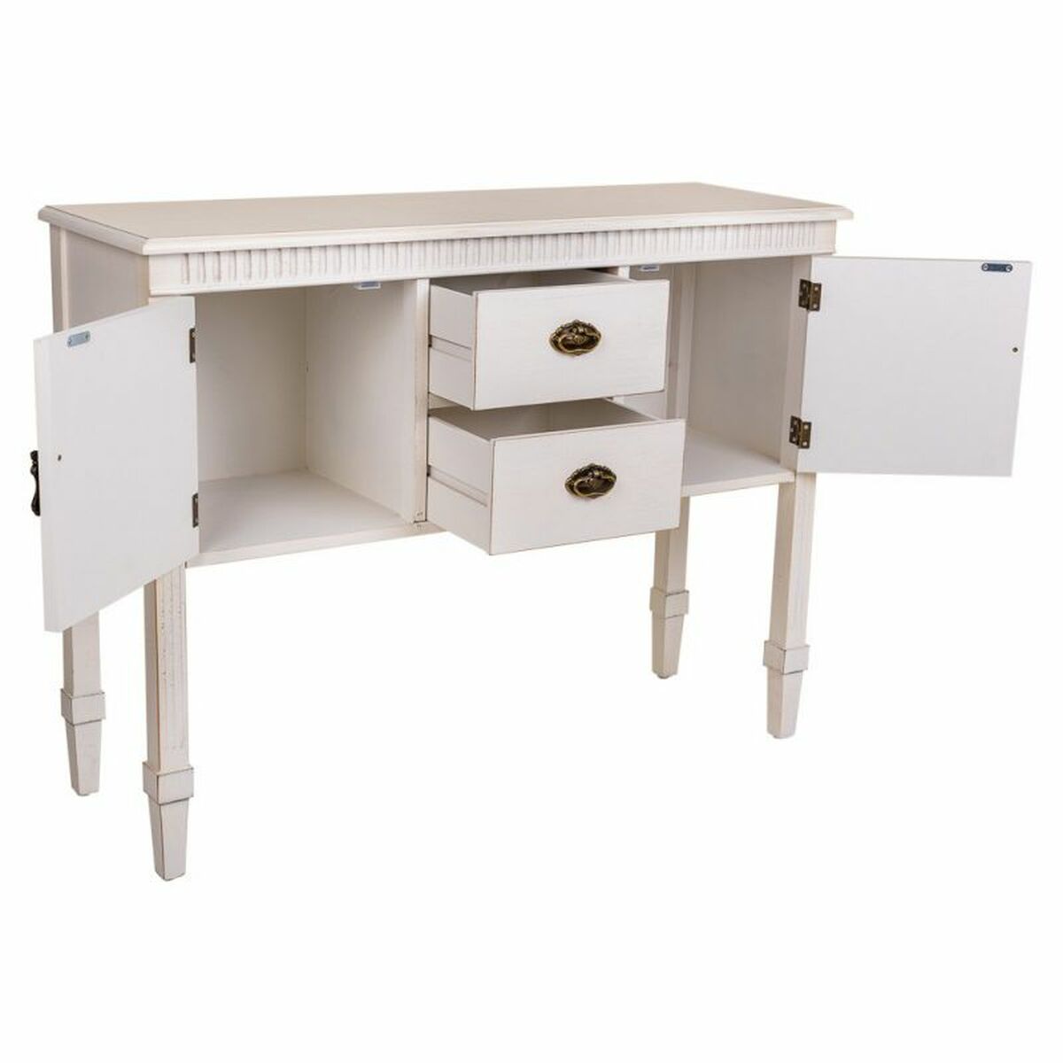 Skänk Alexandra House Living Vit Rattan Granträ 36 x 82 x 108 cm - 4