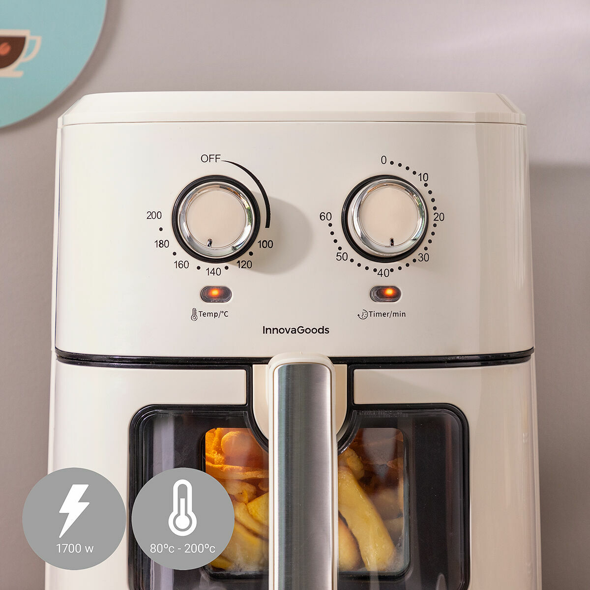 Luftfritös InnovaGoods Kräm 1700 W 6,5 L Rostfritt stål (Renoverade A) - 5